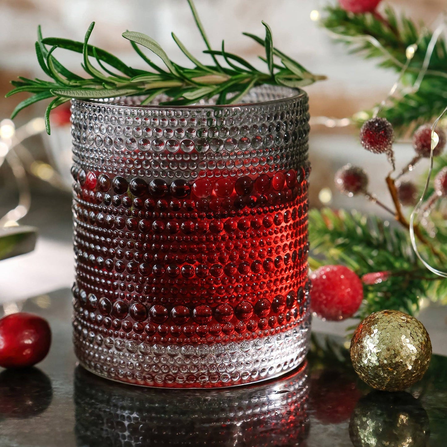 10 oz. Textured Beaded Smoke Grey Old Fashion Drinking Glasses