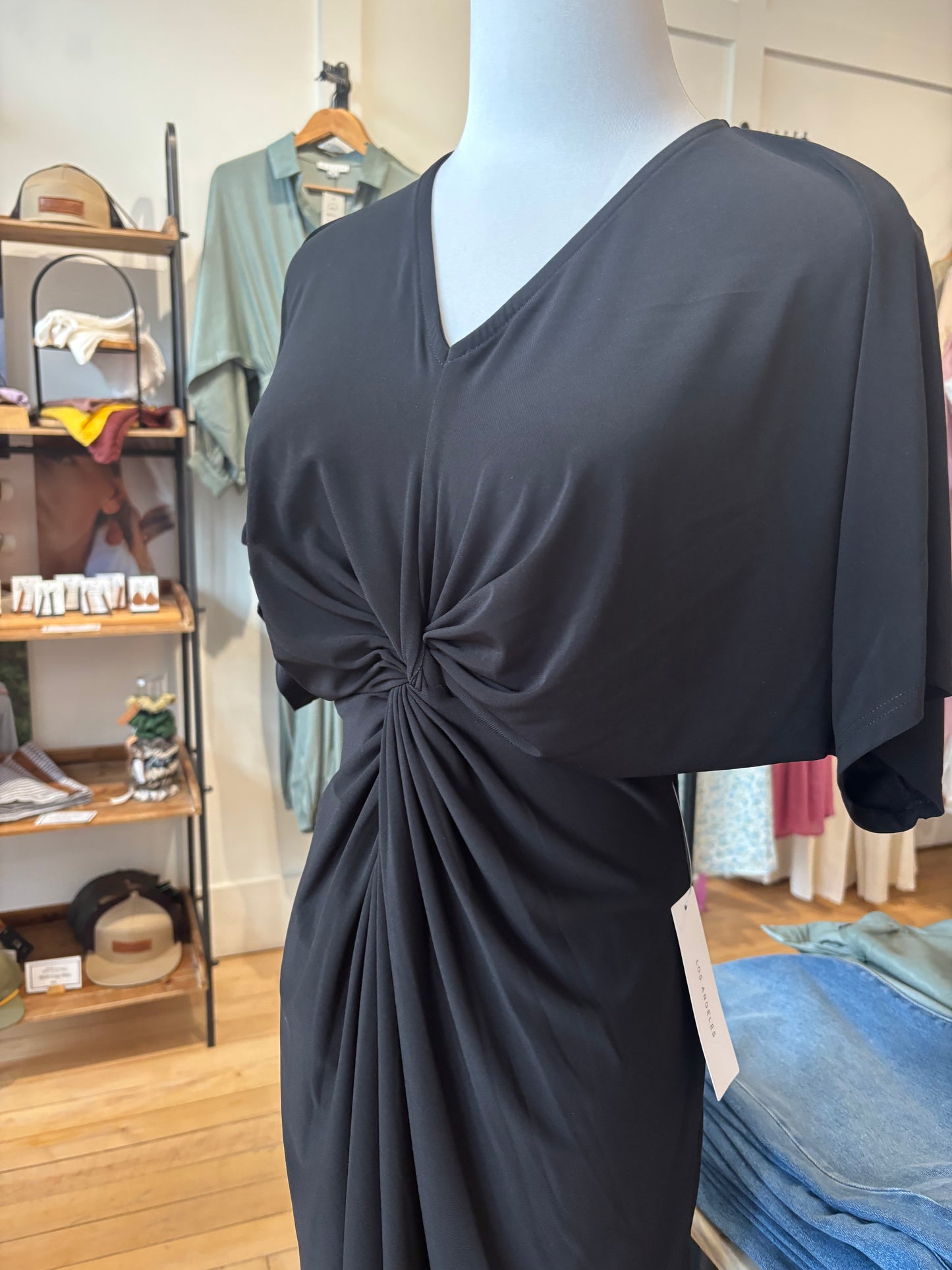Twist Front Maxi Dress - Black