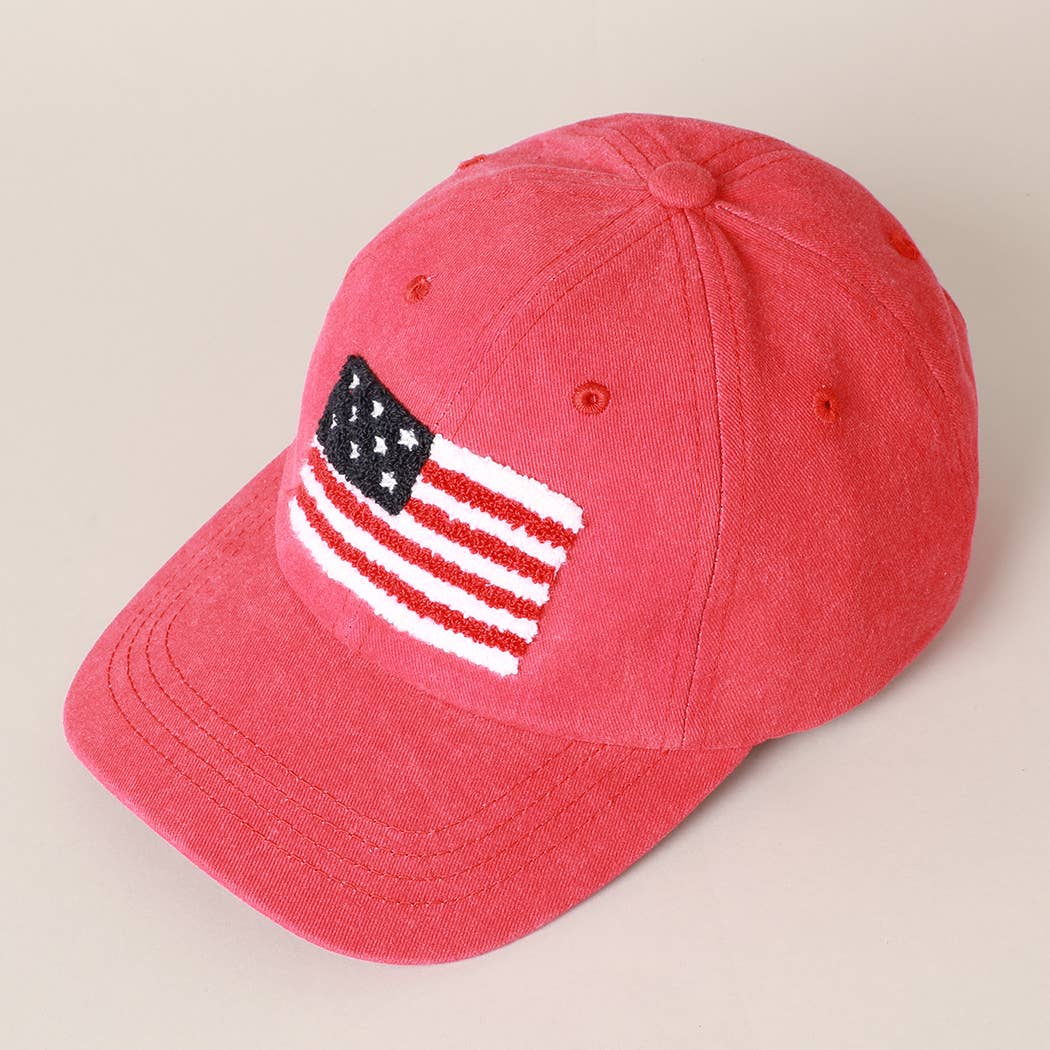 American Flag Chenille Patch Baseball Hat