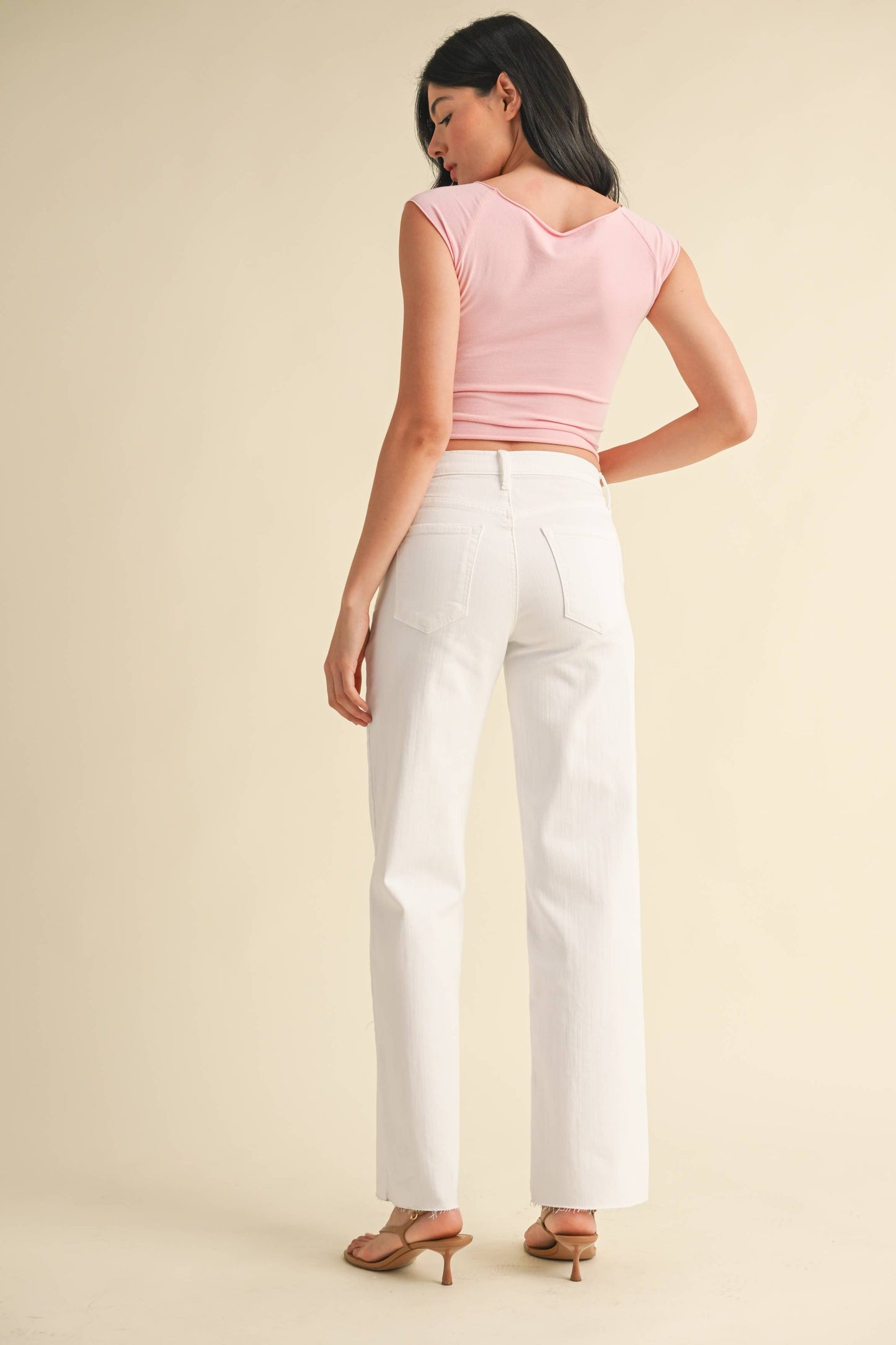 Slim Palazzo w/ Scissor Cut - White