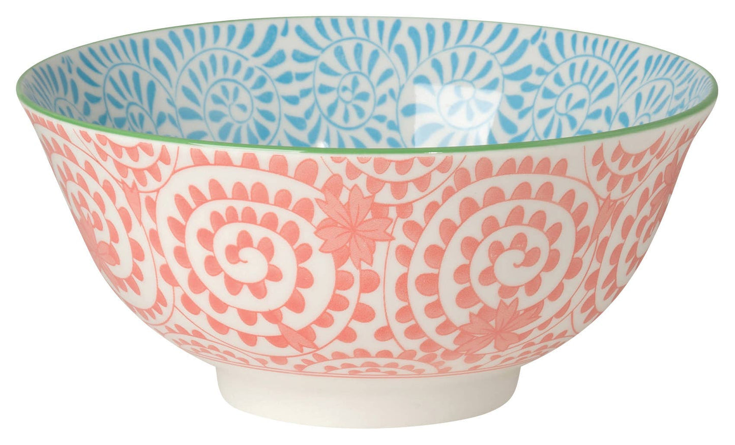 Orange and Blue Swirls Stamped Bowl 6 inch