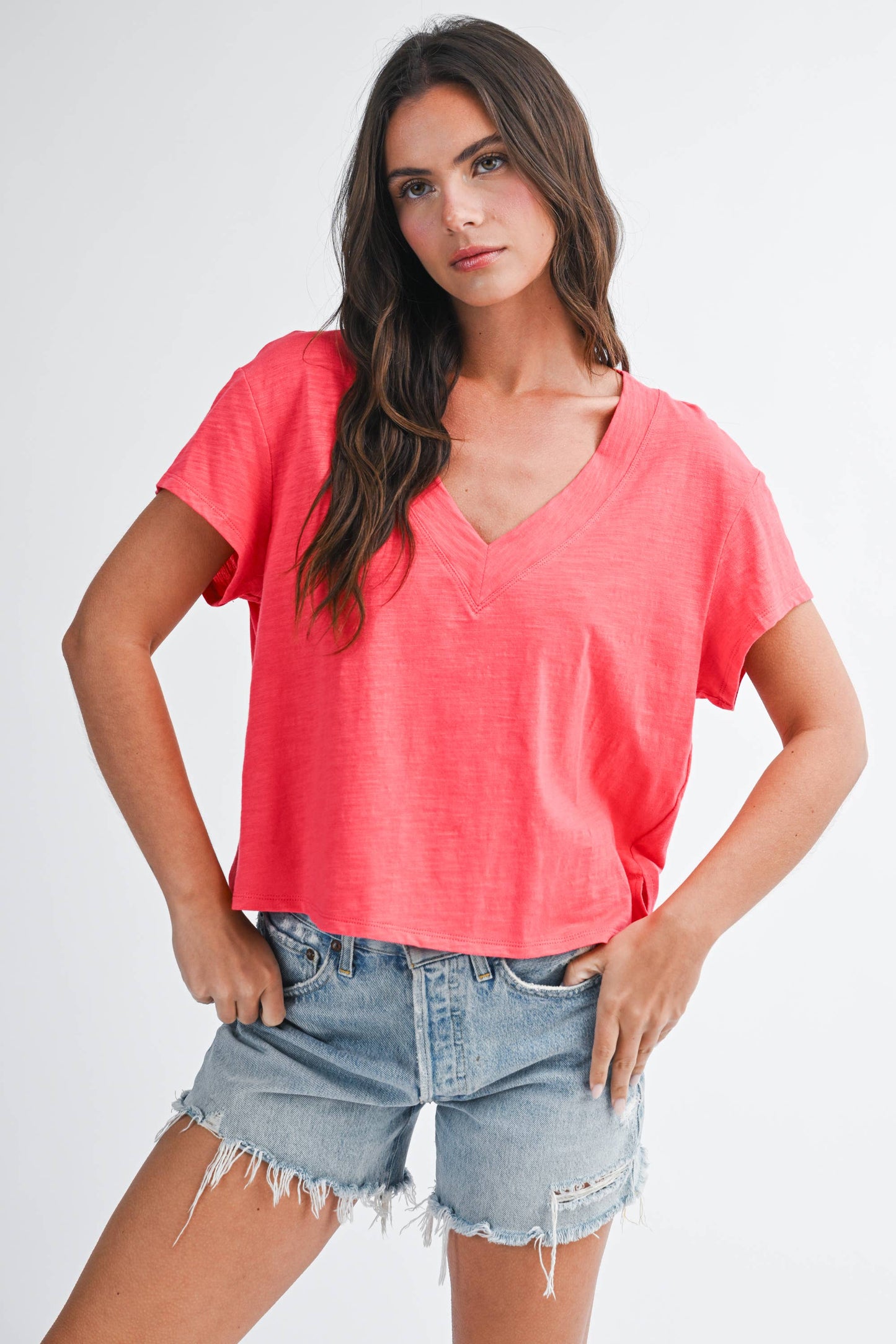 Til V-Neck Baby Top - Coral