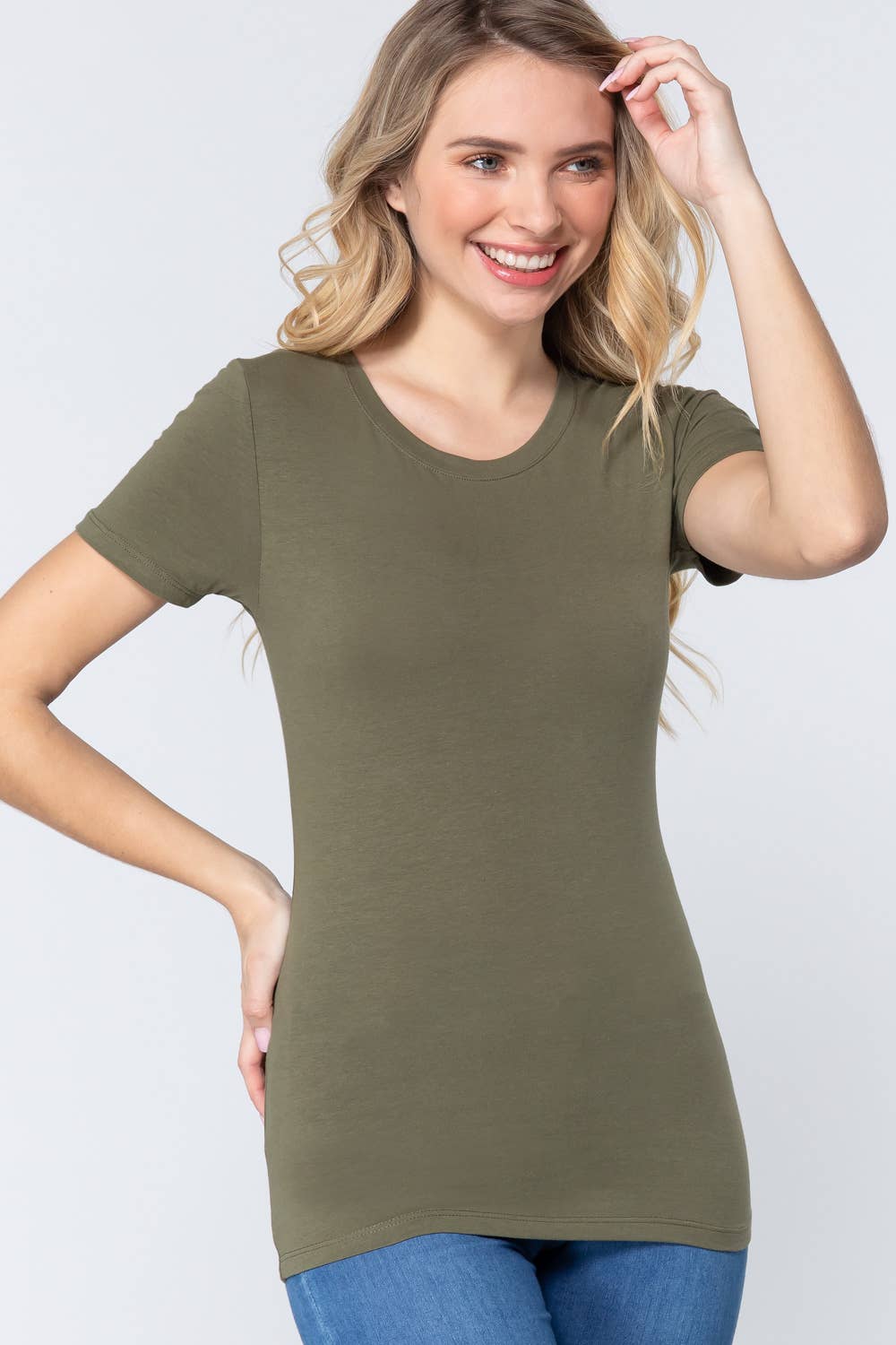 Cotton/Spandex Tee - Olive