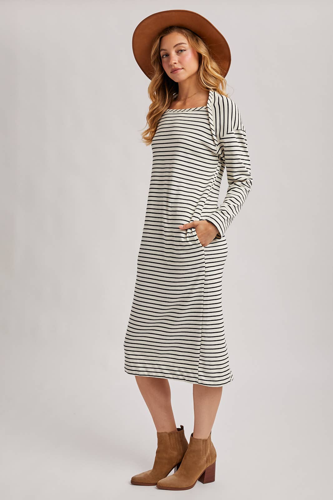 Striped Knit Midi Dress