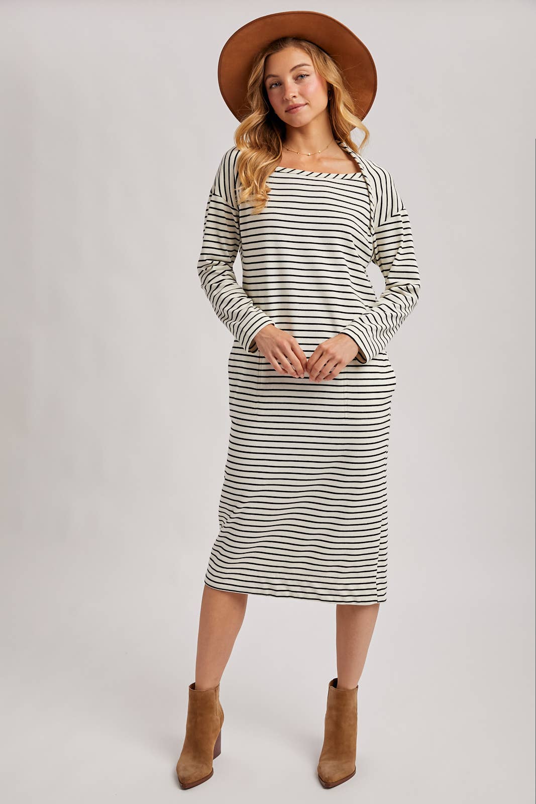 Striped Knit Midi Dress