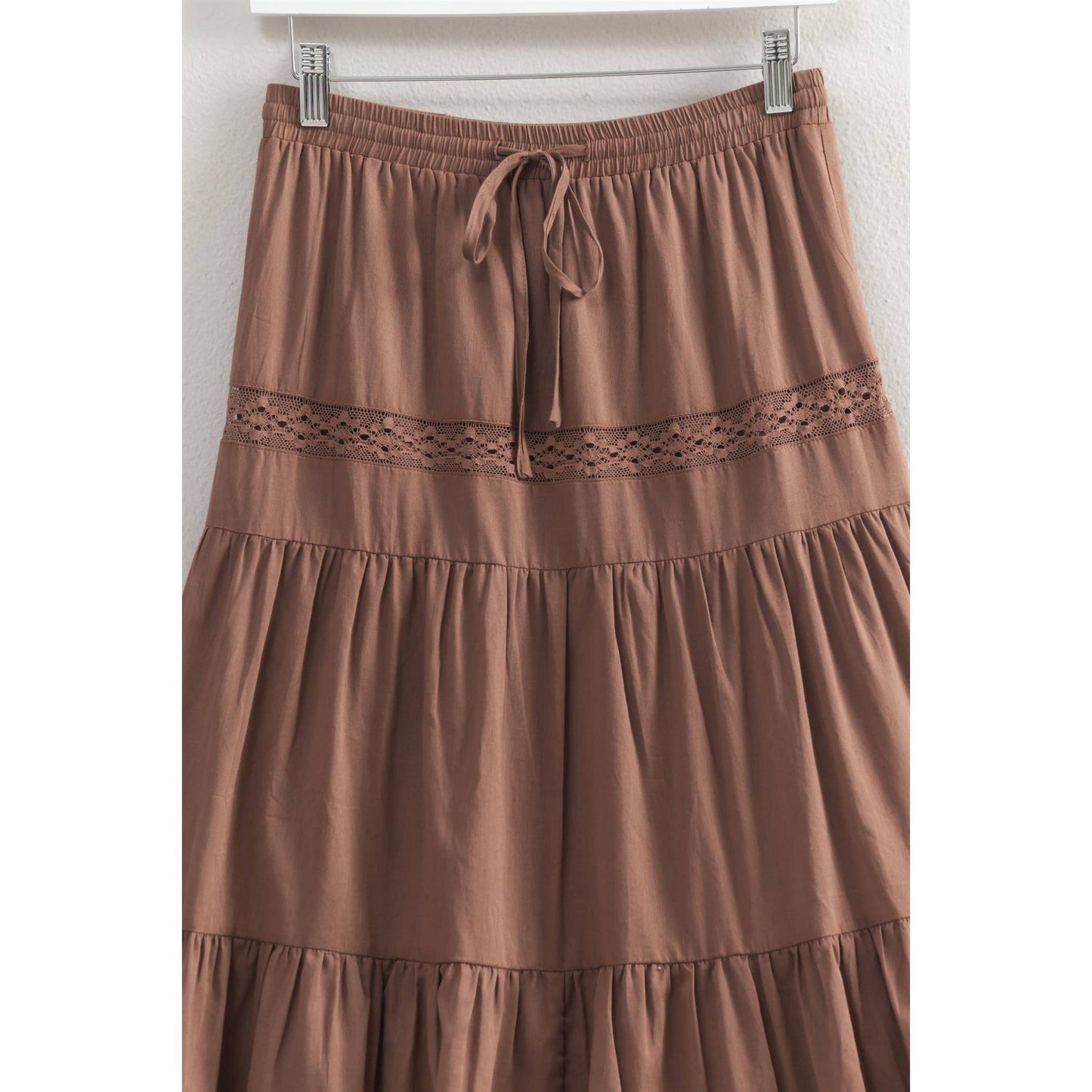 High-Waist Cotton Voile Tiered Maxi Skirt