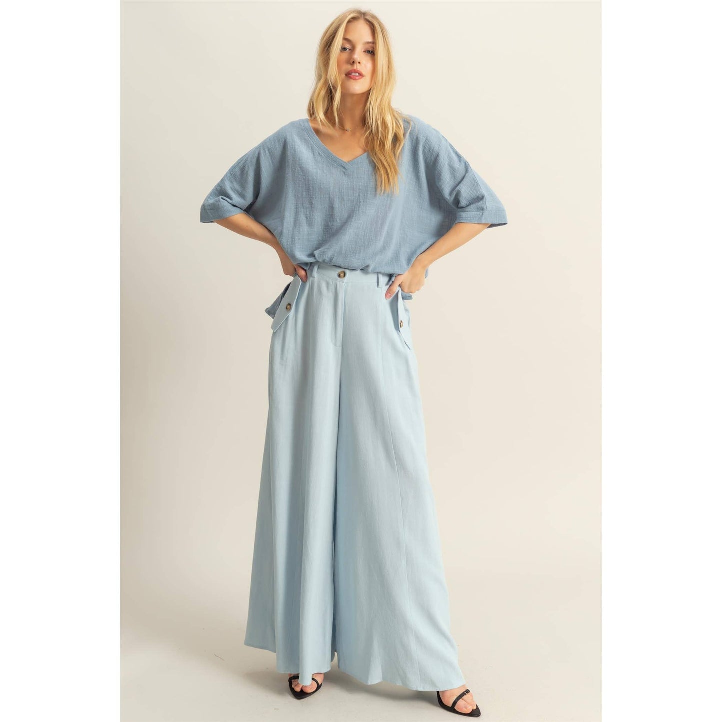 Oversized Cotton Top- Ocean Blue