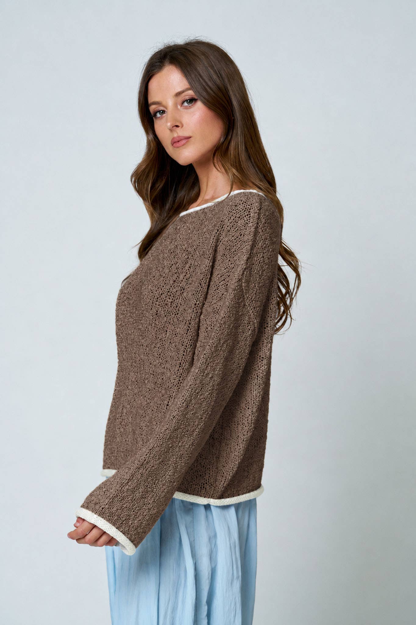 Boat Neck Knit Sweater