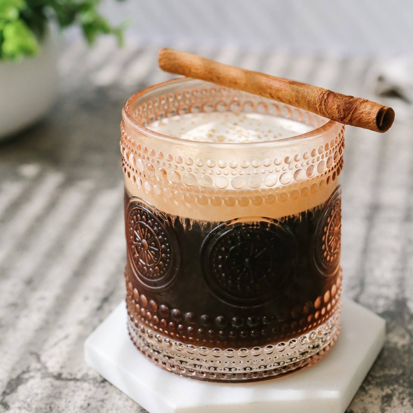 10 oz. Hobnail Beaded Floral Rose Gold Drinking Glasses