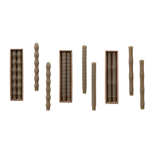 Unscented Sculpted Taper Candles - Olive