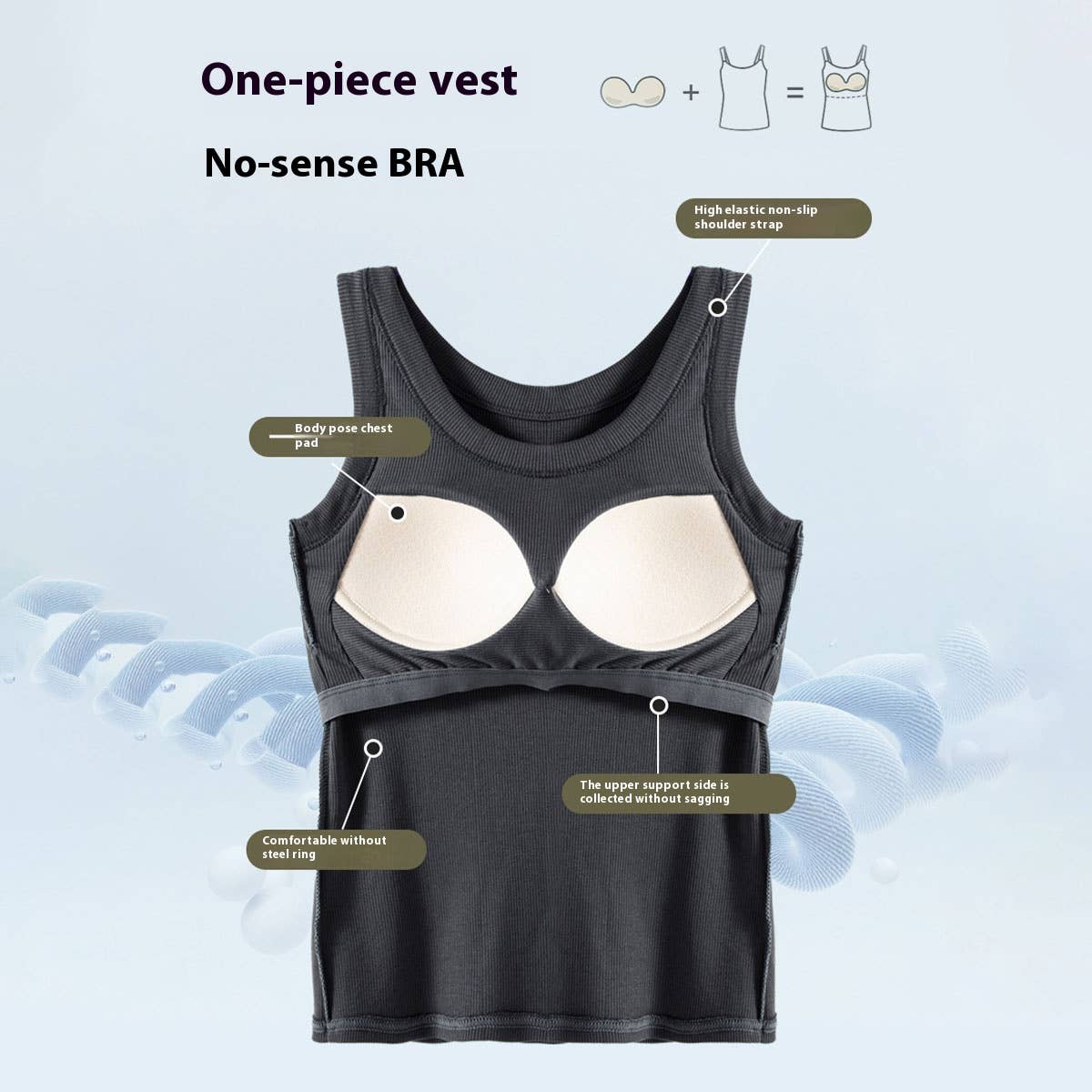 Ribbed Tank With Built In Bra