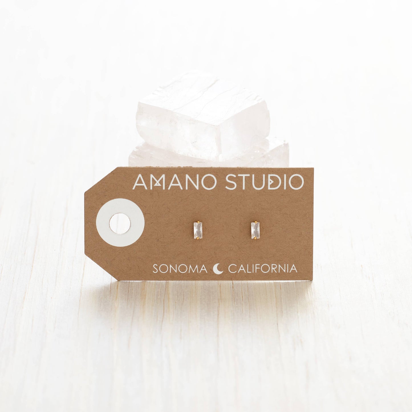 5mm Baguette Crystal Stud Earrings