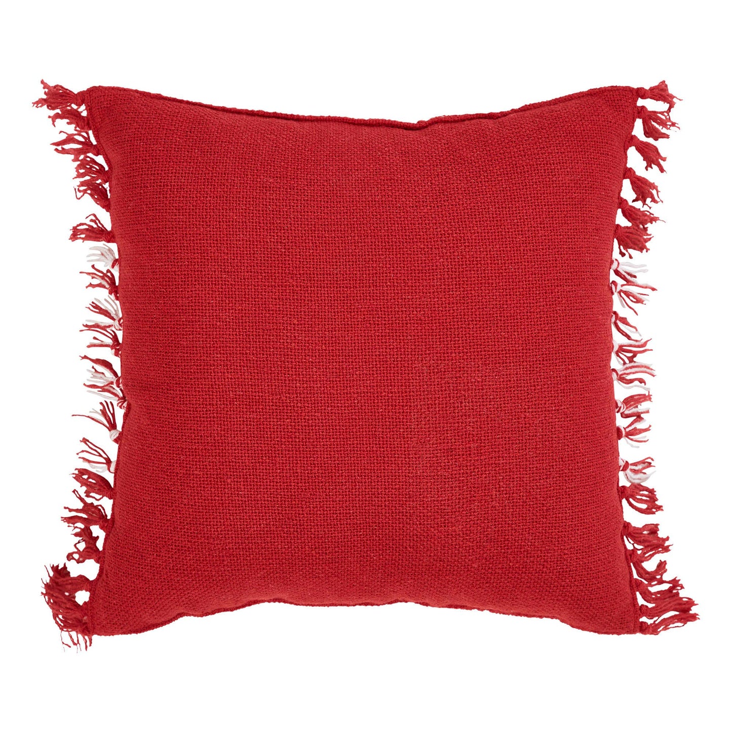 Eston Red & White Plaid Pillow Fringed 12"x12"