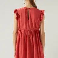 Babydoll Cotton Knit Romper- Brick