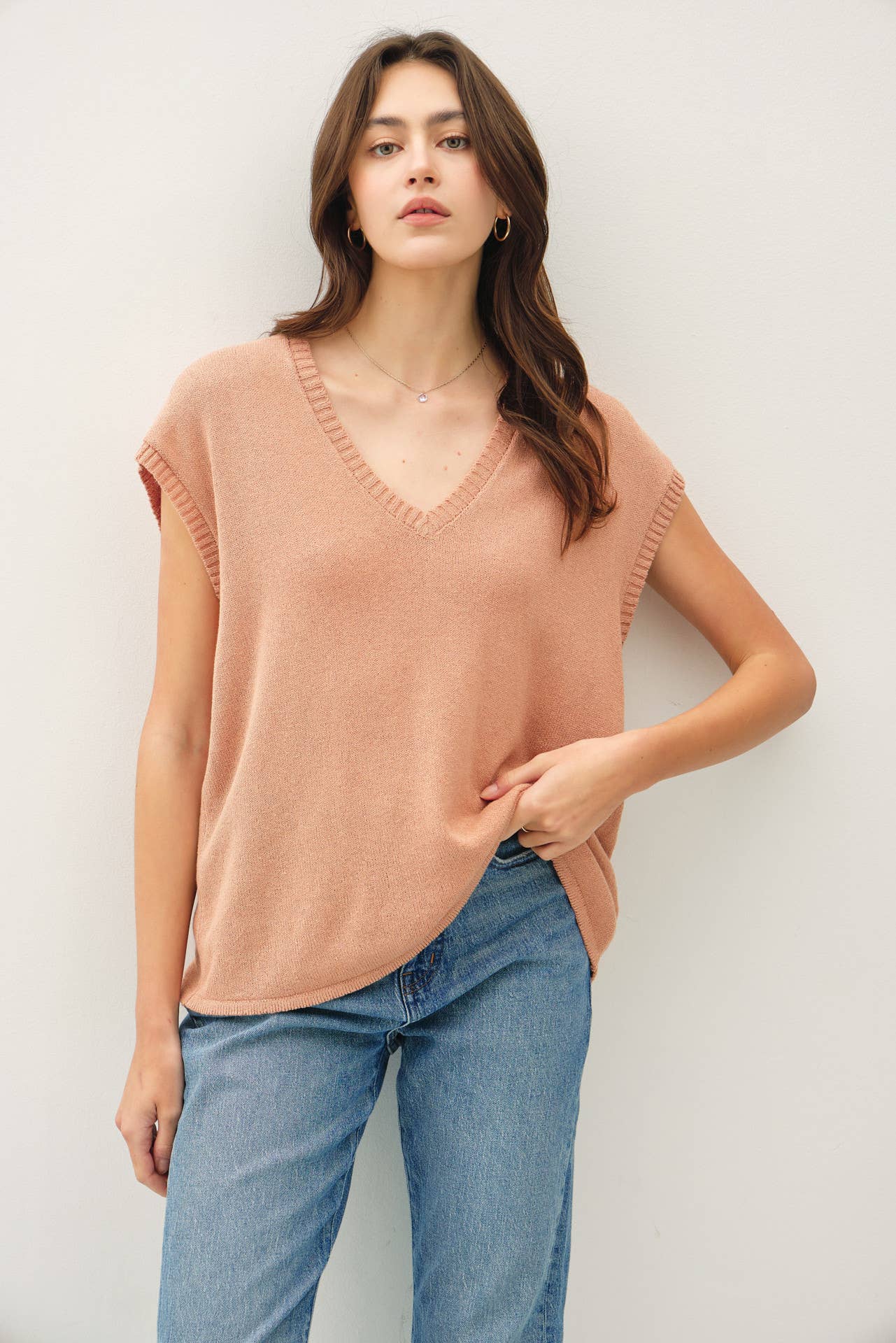 Linen Blended, Cap Sleeve Tee
