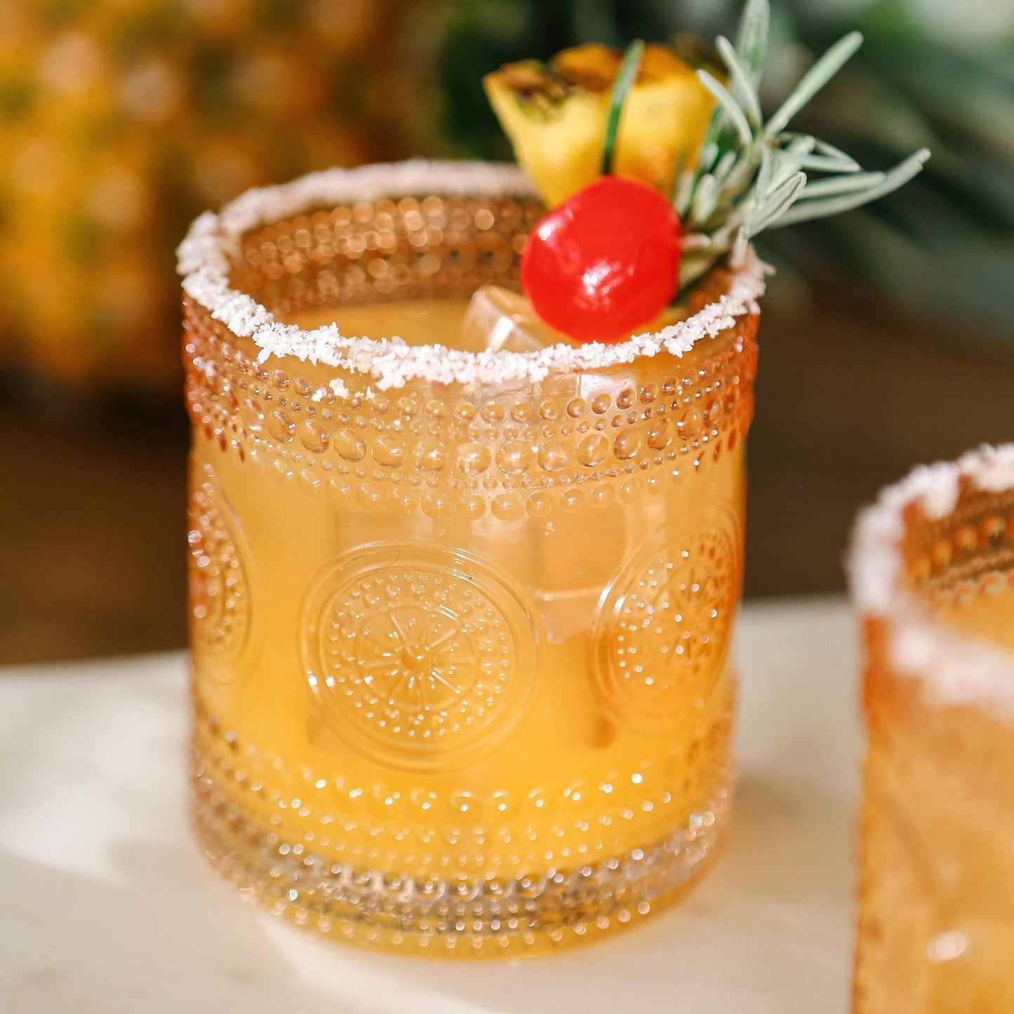 10 oz. Hobnail Beaded Floral Rose Gold Drinking Glasses