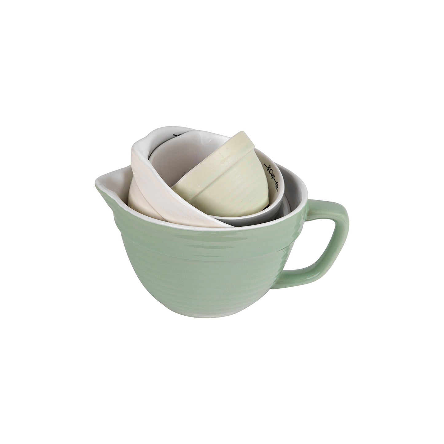 Stoneware Batter Bowl Measuring Cups, Set of 4