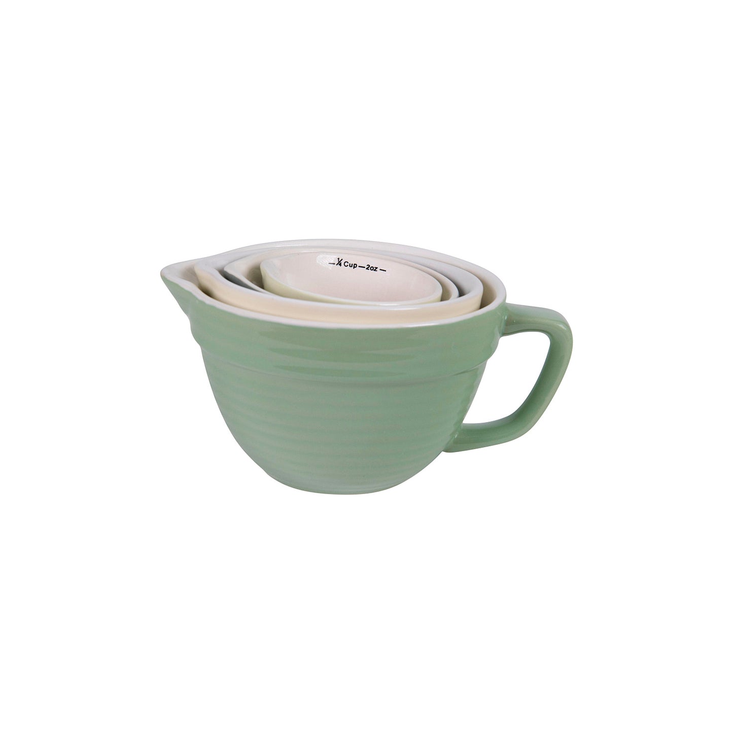 Stoneware Batter Bowl Measuring Cups, Set of 4