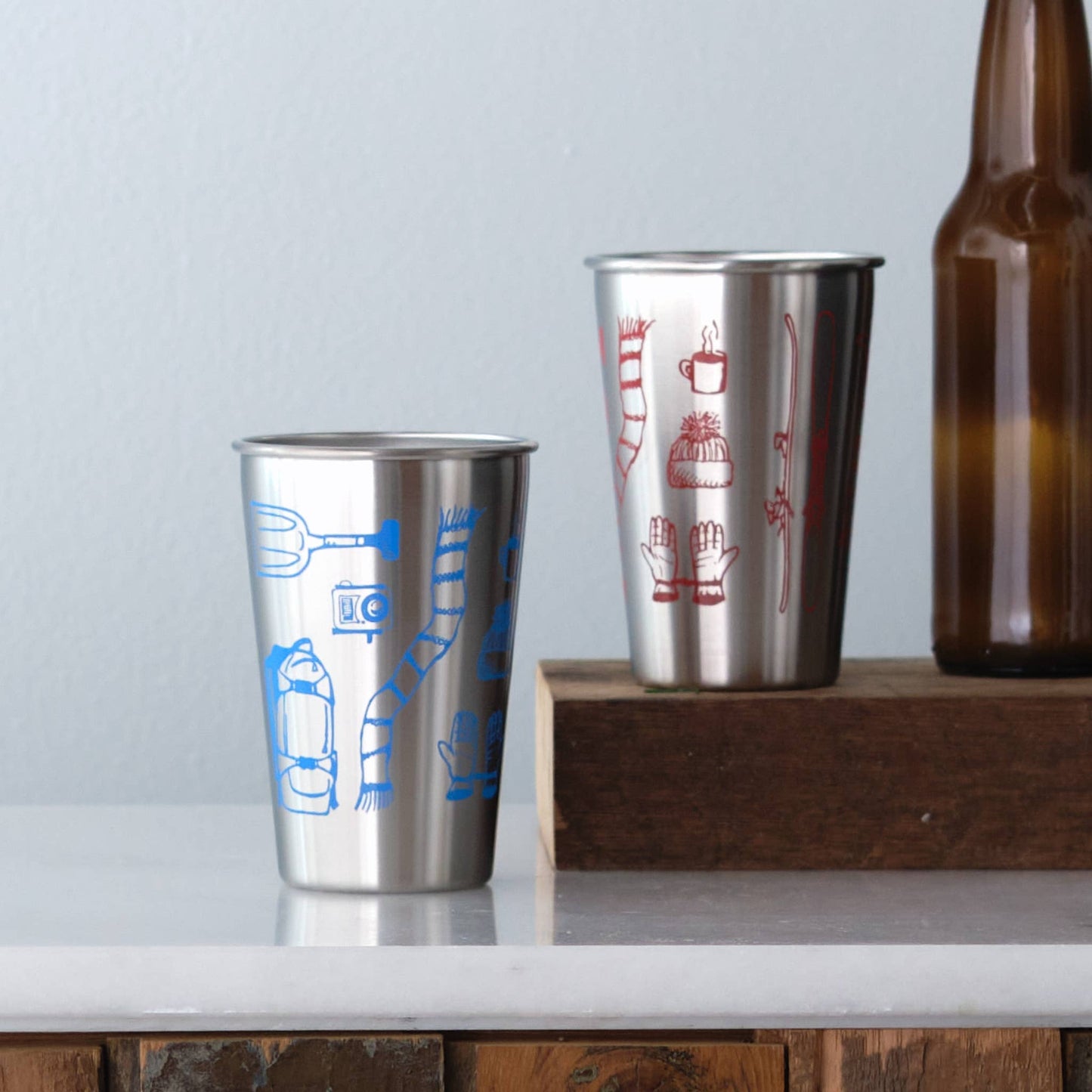 Ski Tools Equipment Stainless Steel Metal Pint Tumbler