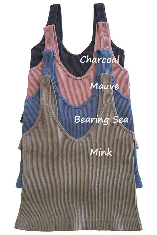 Ribbed Tank Crop Top: Mink -One Size