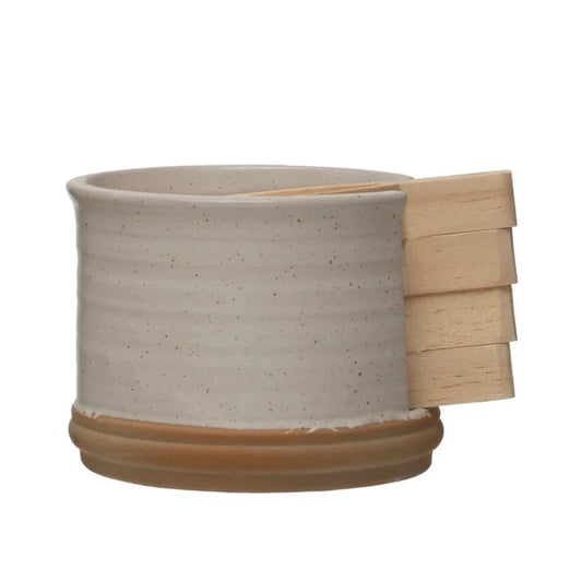 Pine Wood Tapas Plates w/ Stoneware Holder, Set of 5