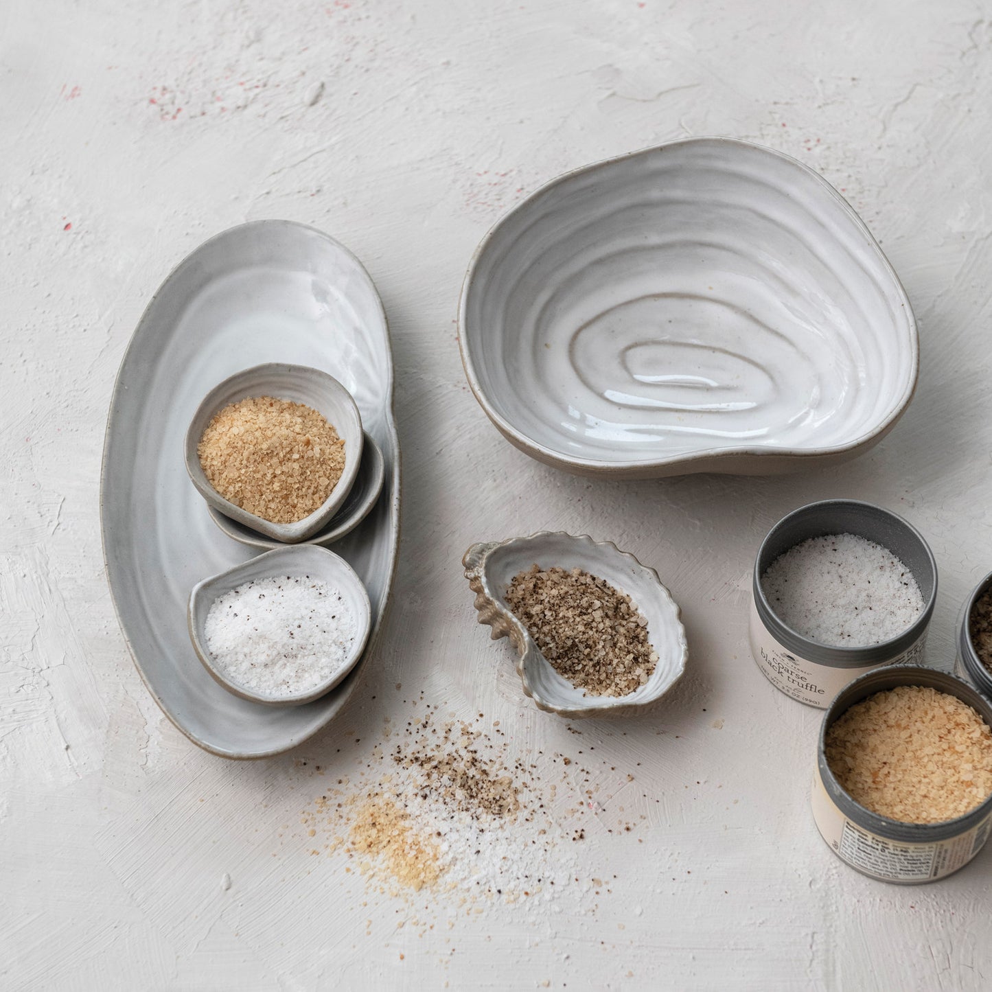 Stoneware Shell Bowl (Each One Will Vary) - 7"
