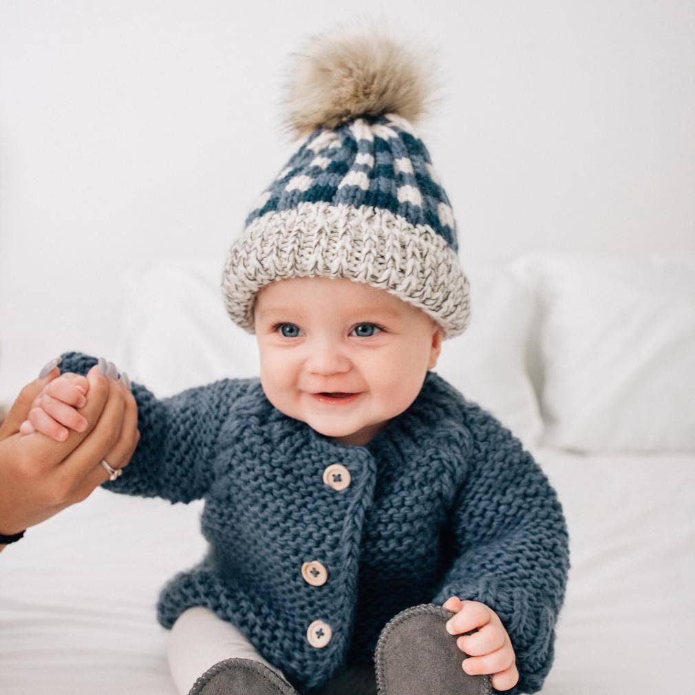 Atlantic Buffalo Check Pom Pom Beanie Hat: M (6-24 months)