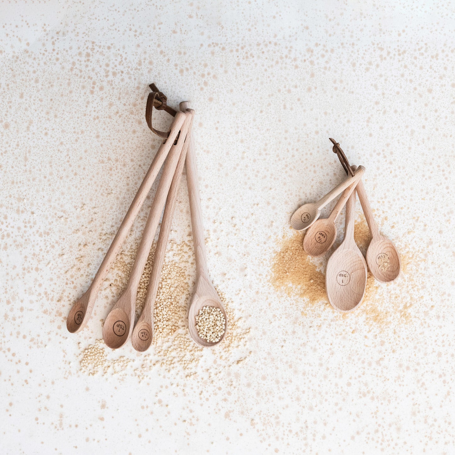 Carved Beech Wood Measuring Spoons, Set of 4