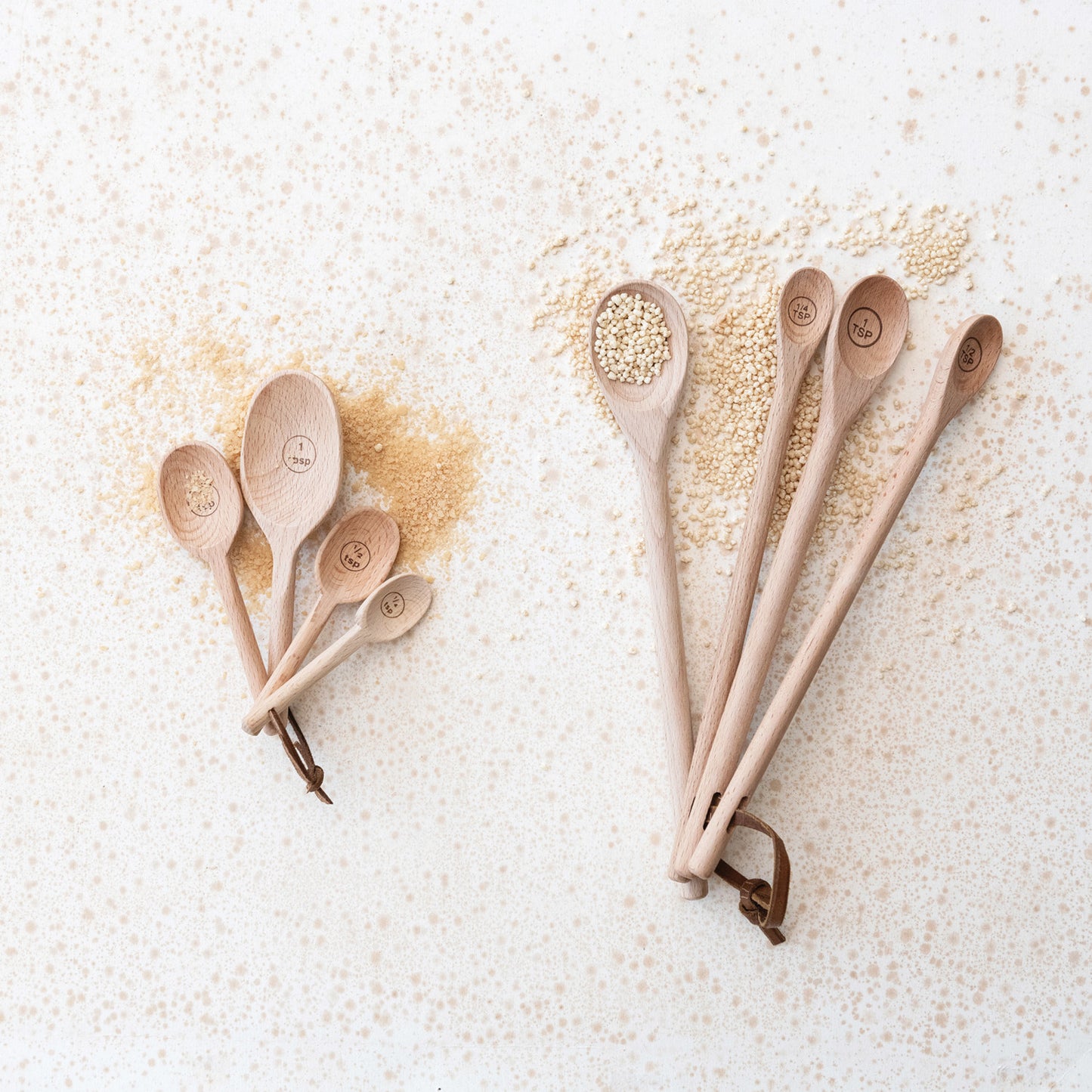 Carved Beech Wood Measuring Spoons, Set of 4