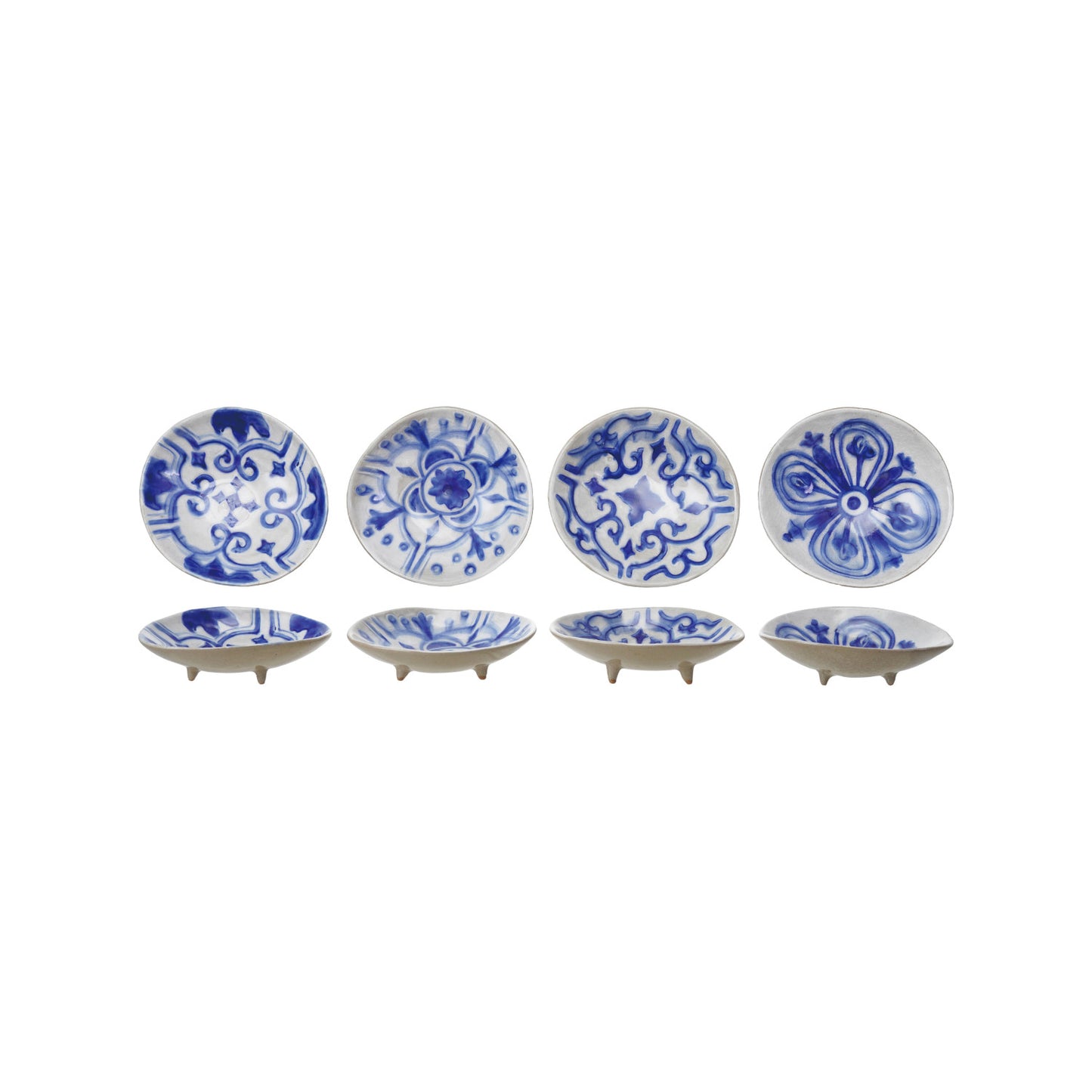 Hand-Painted Stoneware Footed Dish, 4 Styles (Each Will Vary) SKU#DG0095A
