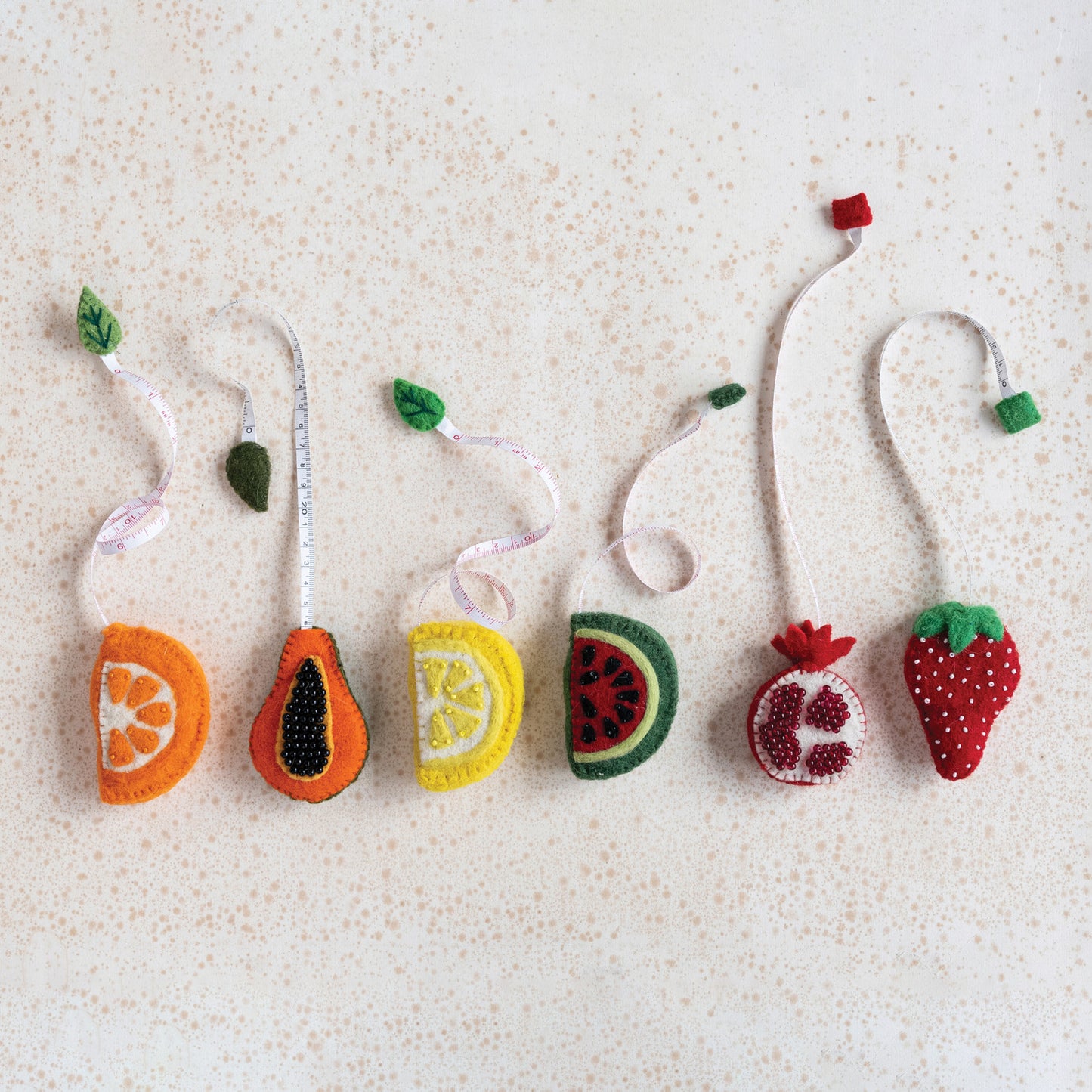 Handmade Embroidered Felt Tape Measure, 6 Styles (Each Measures 5')