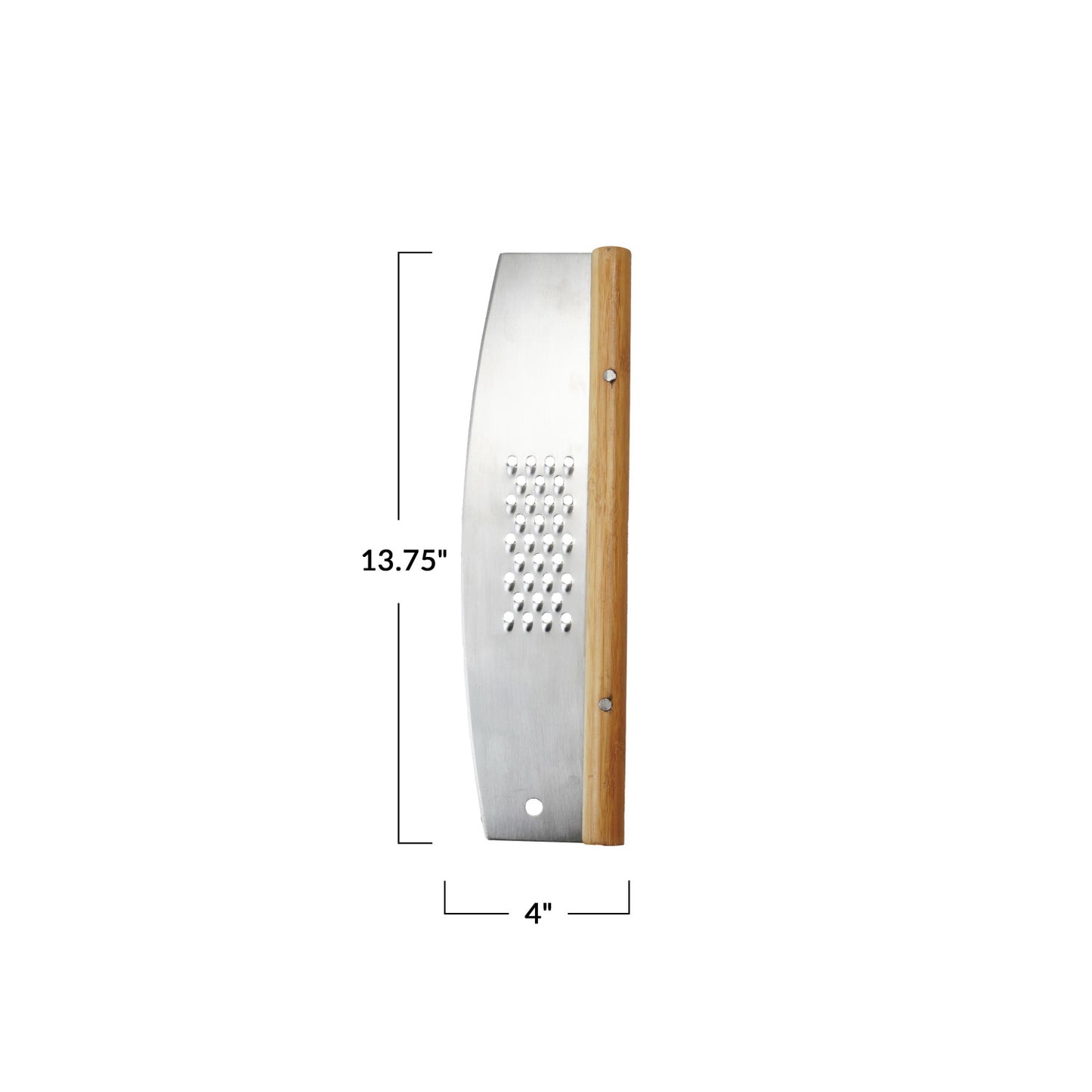 Stainless Steel & Rubberwood Pizza Cutter w/ Grater, Natural