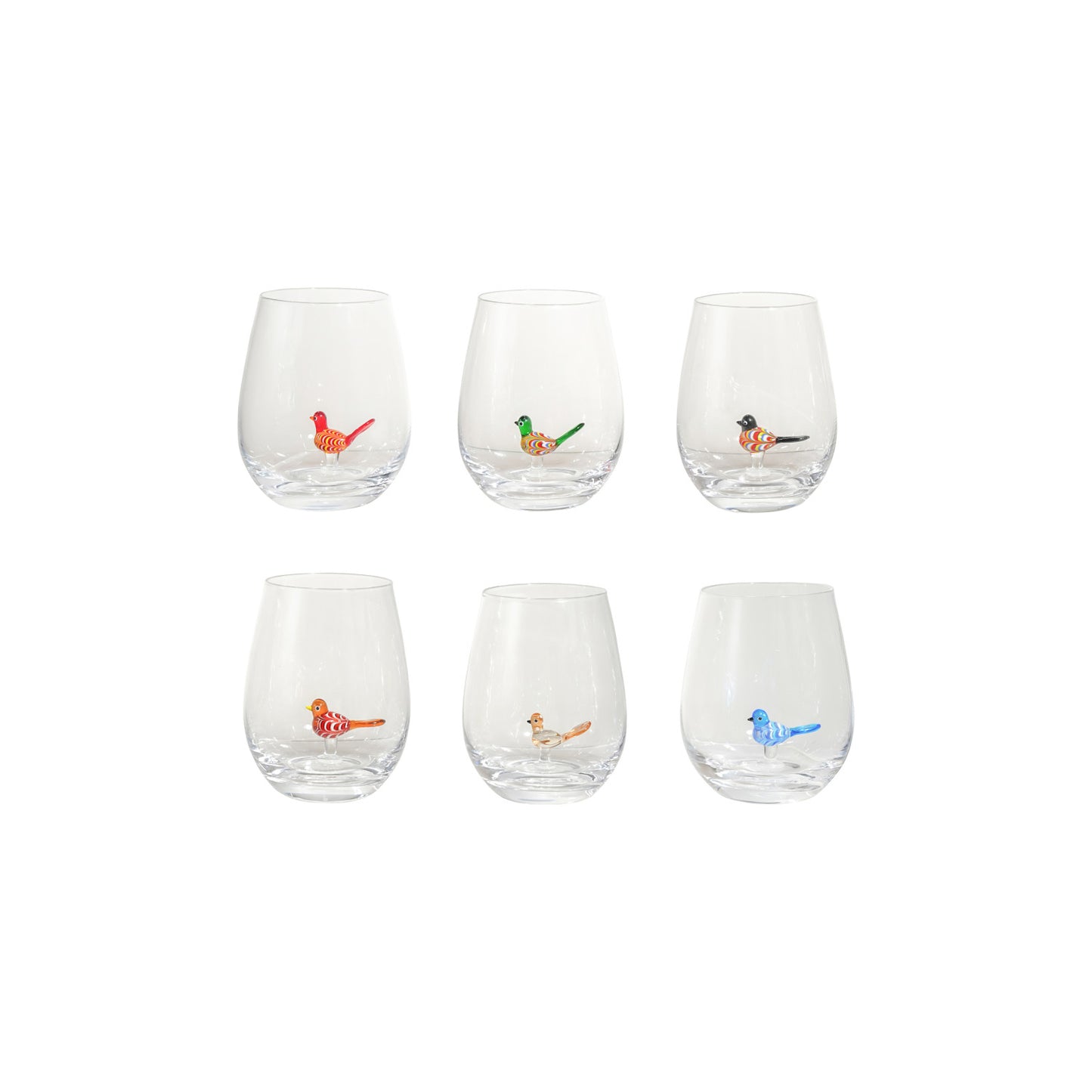 Stemless Wine Glass with Bird - 6 Styles