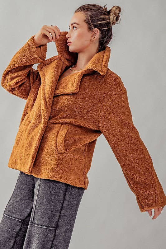 Soft Oversized Sherpa Coat Jacket - Cream