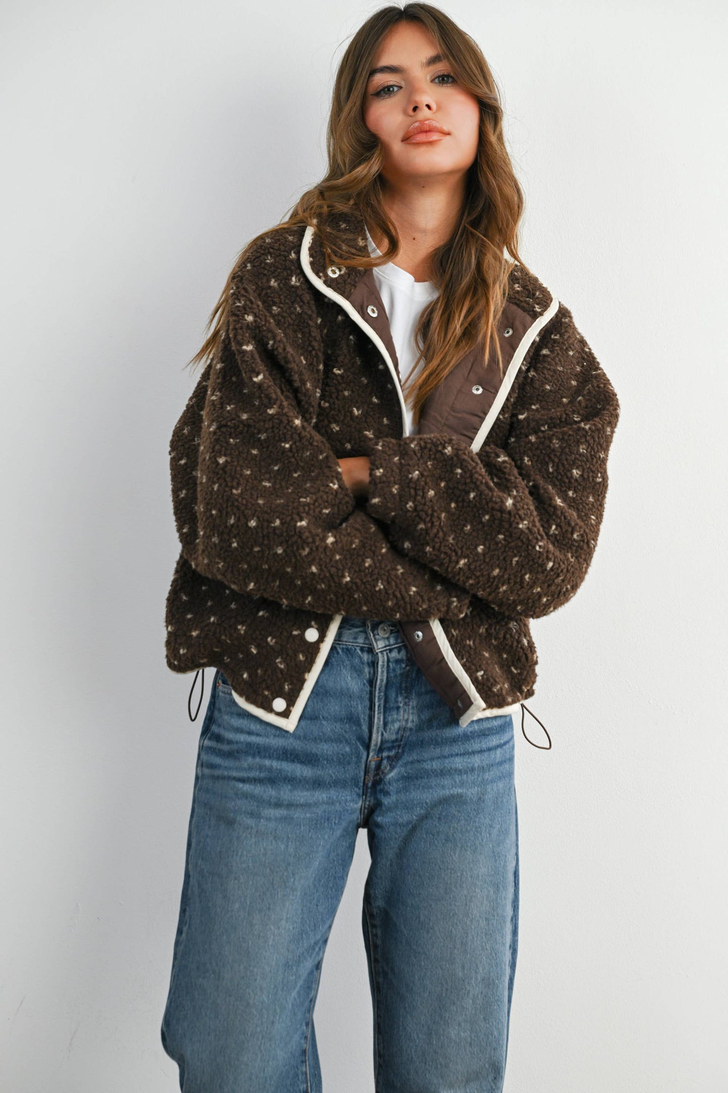 High Pile Fleece Jacket - Brown/Taupe