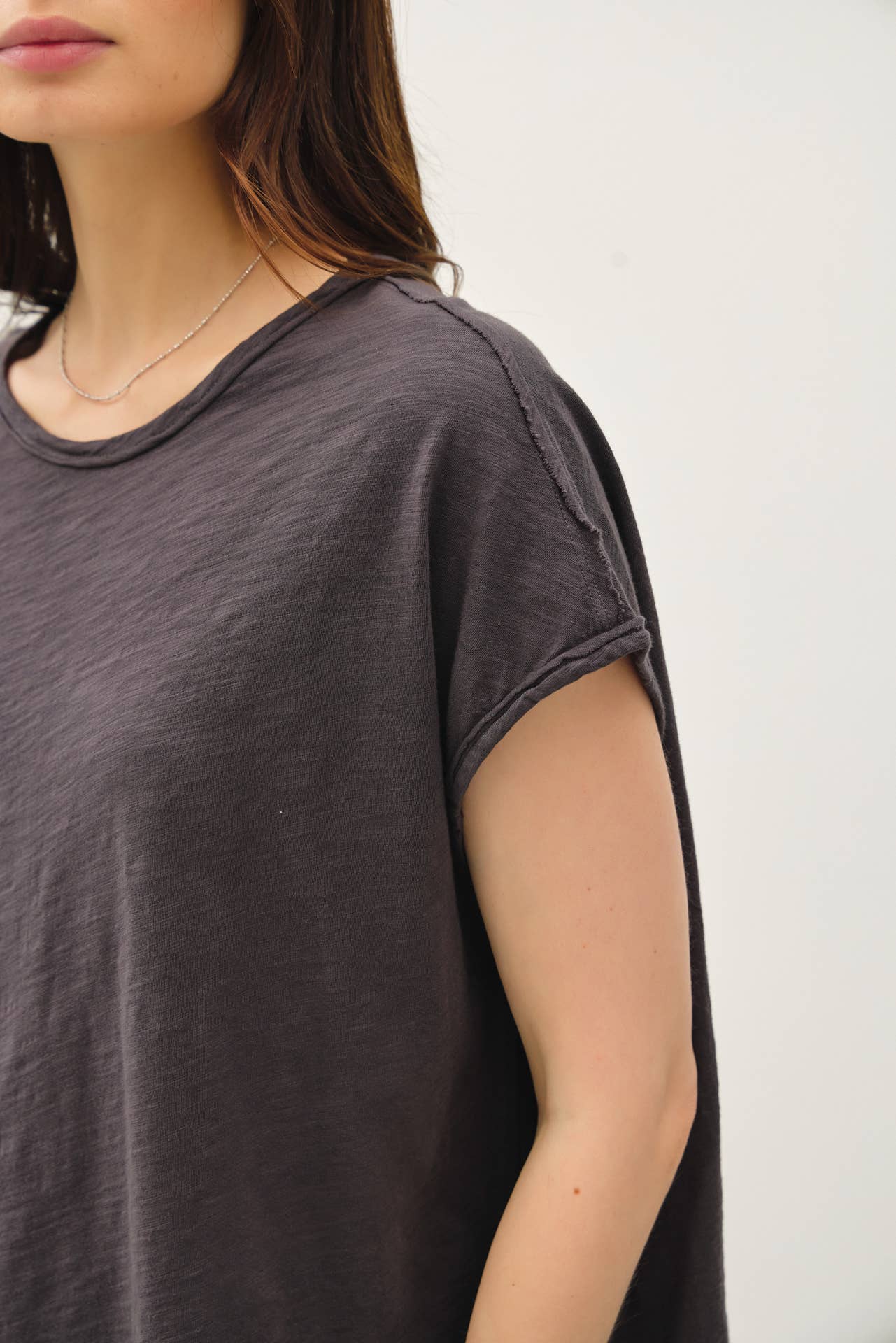 Boxy Muscle Top - Charcoal