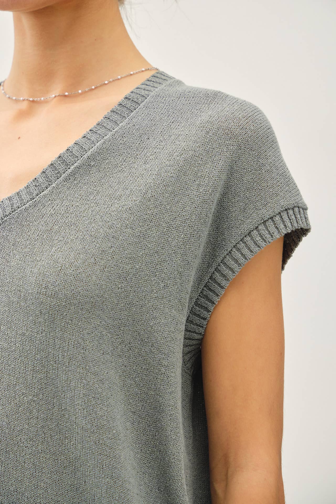 V-neck Sweater Tee - Smoke