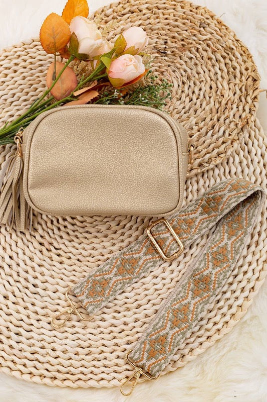 Kids (or Adults) Crossbody w/guitar strap - Metallic Gold