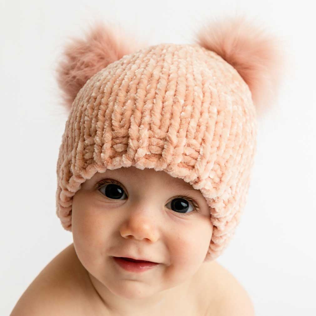 Champagne Chenille Beanie Hat (0-6 Months)