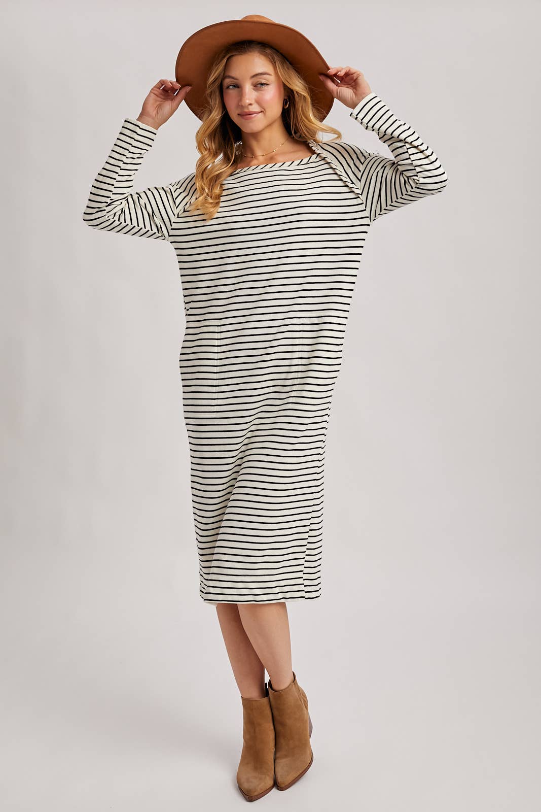 Striped Knit Midi Dress