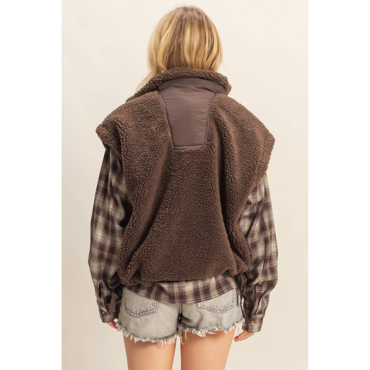 Cozy Sherpa Vest - Brown