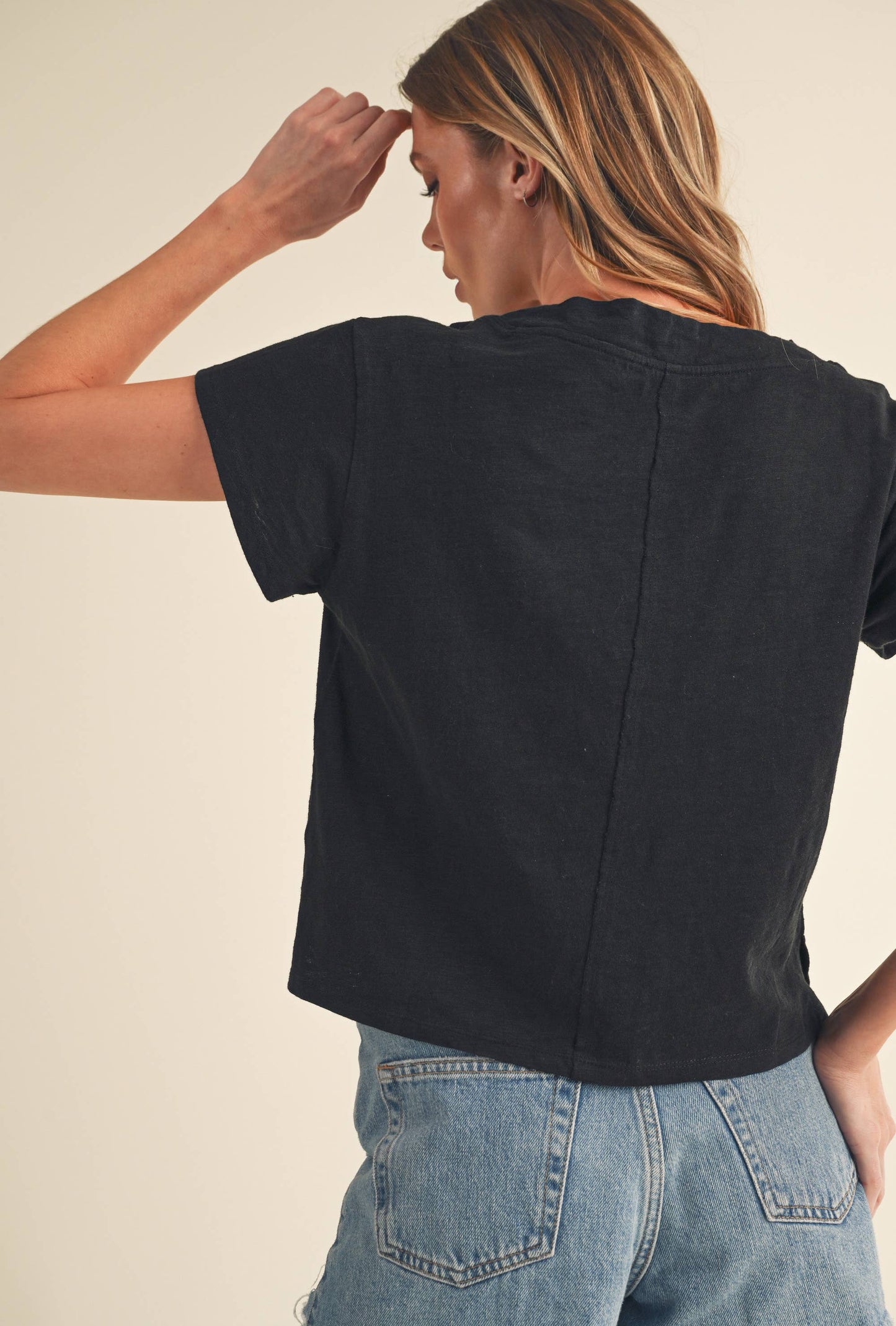 V-Neck Baby Tee - Denim