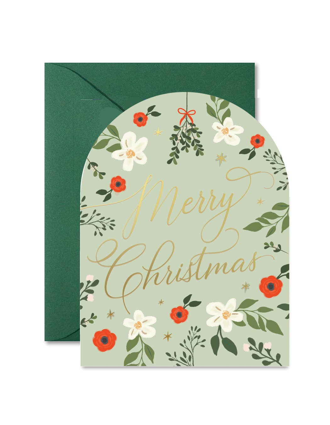 Mint Green Christmas Floral Arch Greeting Card