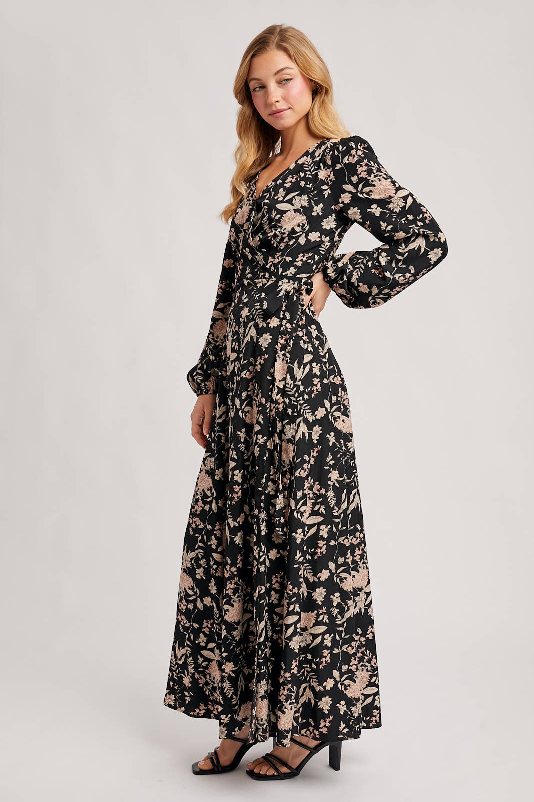 Wrap Maxi Dress w/ Floral Print