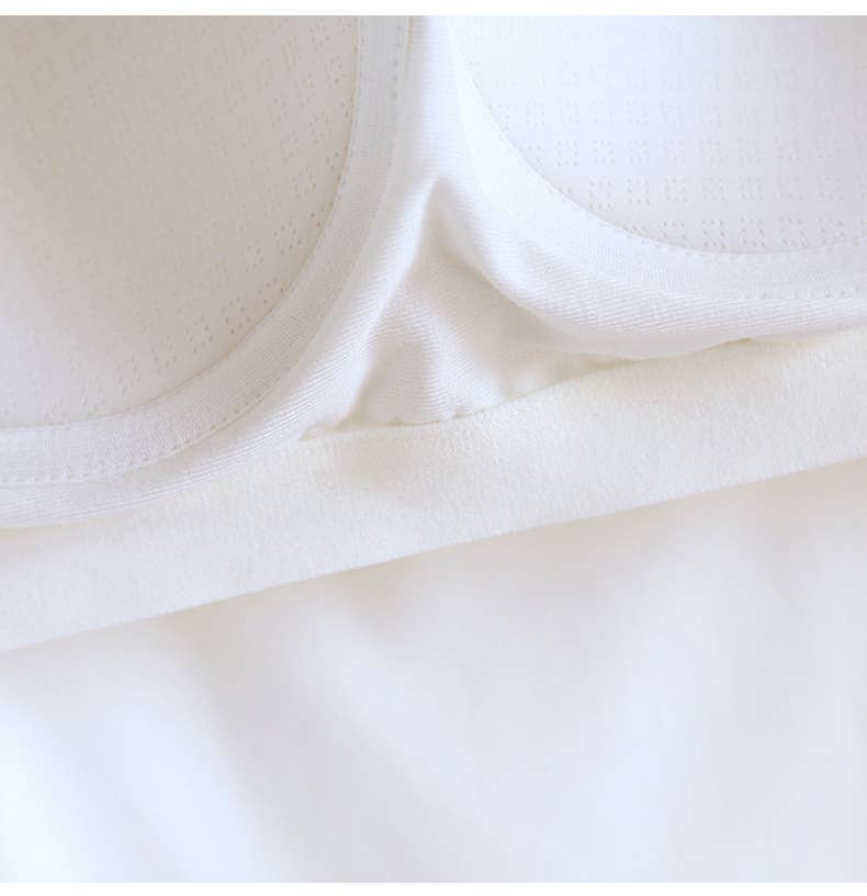 Cotton Blend Built-In Bra Tank Top - White