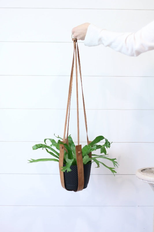 leather macrame plant hanger Leather Plant Hanger