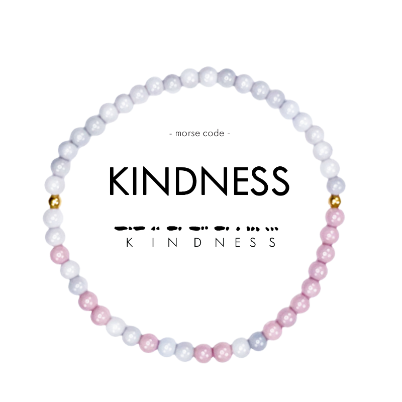 Morse Code Bracelet | KINDNESS: Light Grey & Lilac