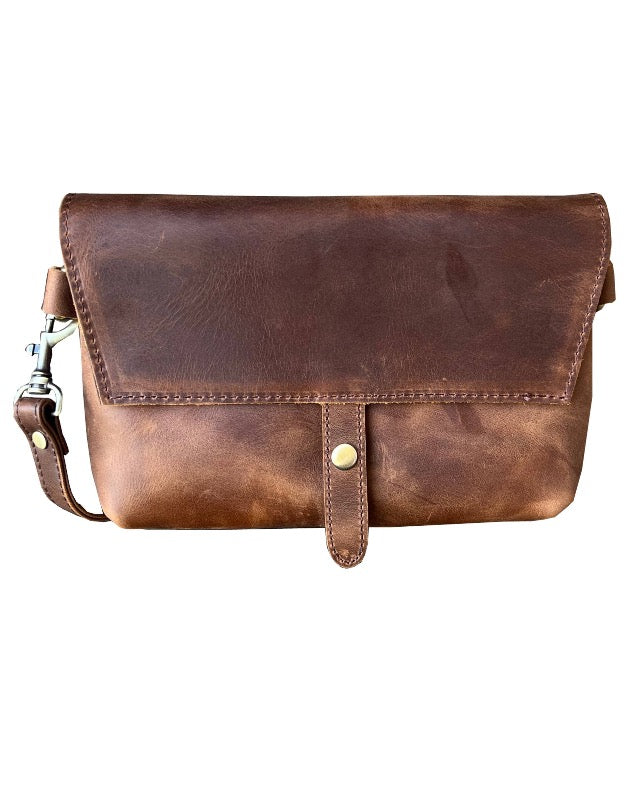 Crazy horse genuine leather crossbody