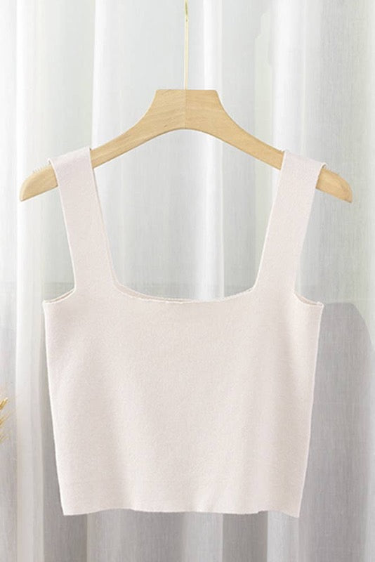 Square Neck Cami Tank Top - Apricot