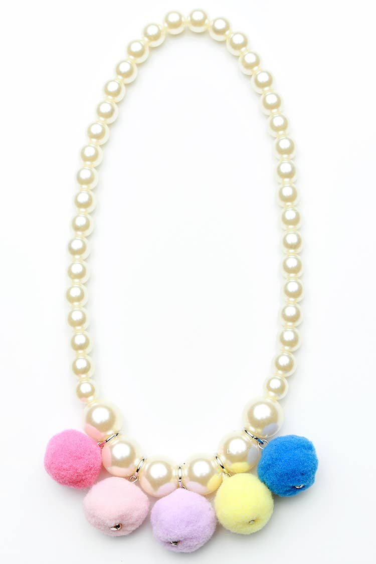 Multi Colored Pom Pom Necklace
